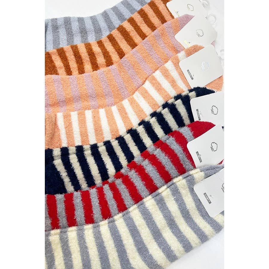 Stripe Plush Assorted Colors Cozy Socks