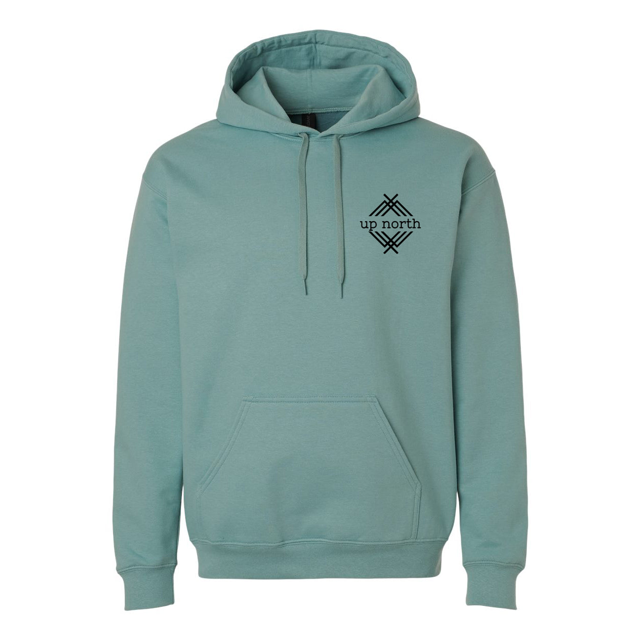 Light Teal Hoodie, NH Flag Treeline & Moose