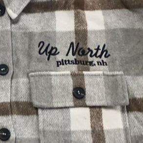 Plaid Flannel Shacket: Grey/Brown