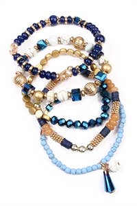 MULTIBEADS STRETCH BRACELET: NAVY / ONE