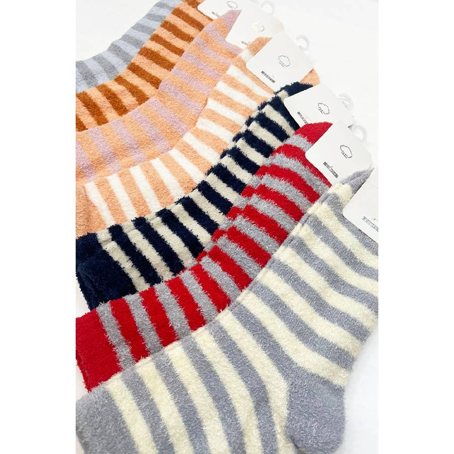 Stripe Plush Assorted Colors Cozy Socks