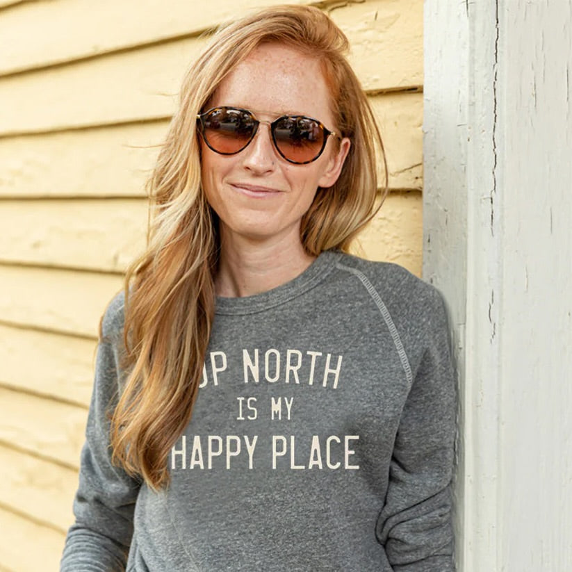 Up North is My Happy Place Adult Unisex Sweatshirt (Grey)