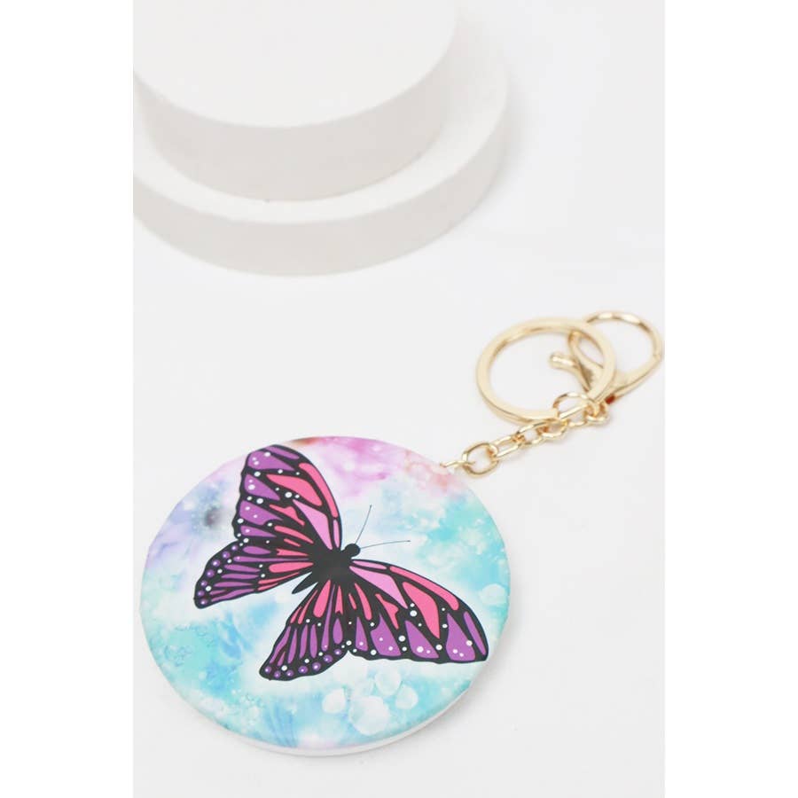 Butterfly Double Side Mirror with Key Ring