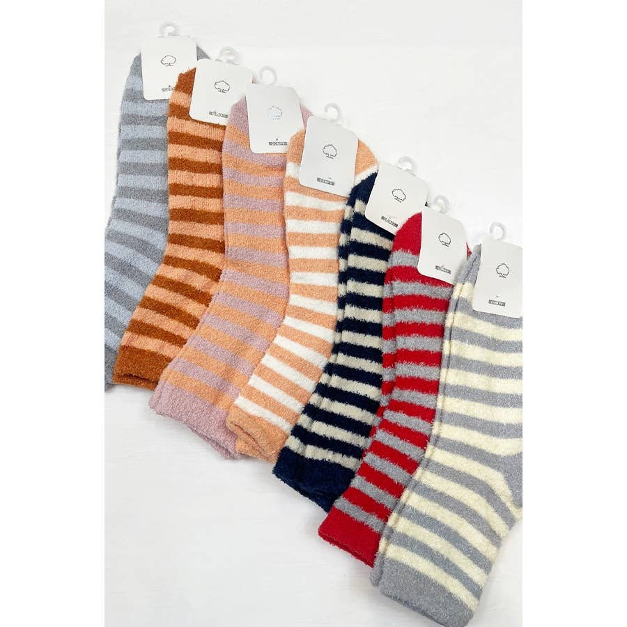 Stripe Plush Assorted Colors Cozy Socks