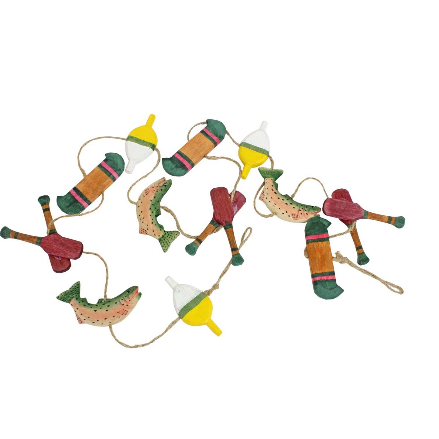 Christmas Fish & Oars Wood Garland
