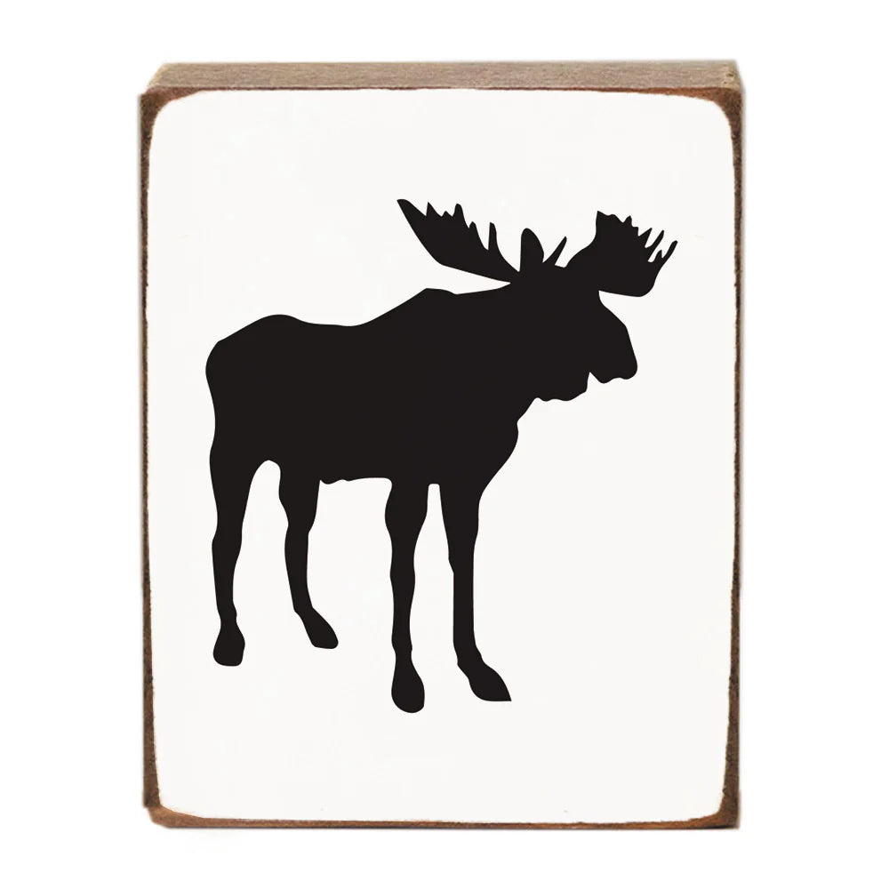 Moose Wooden Block Sign