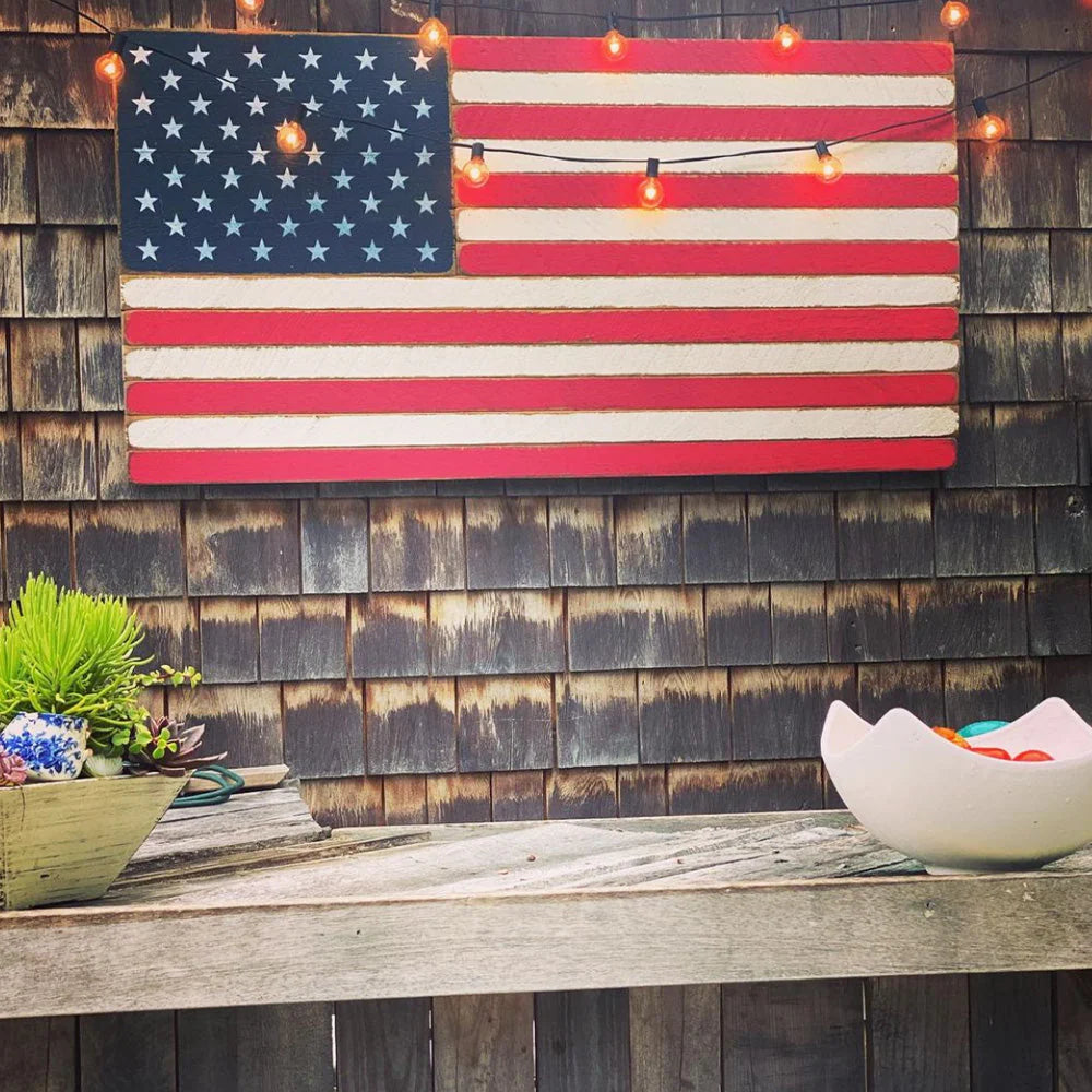 XL American Flag Solid Wood Sign
