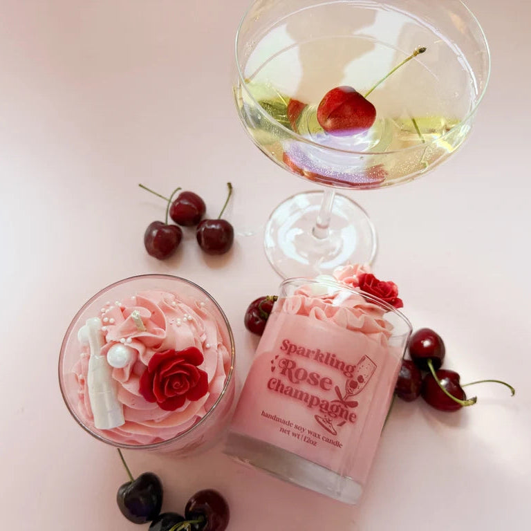 Sparkling Rose Champagne Handmade Soy Candle 12oz