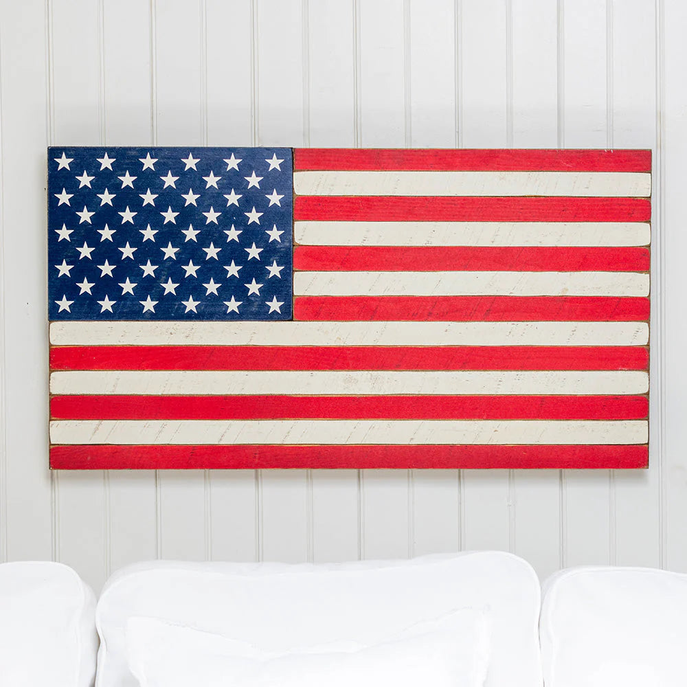 XL American Flag Solid Wood Sign