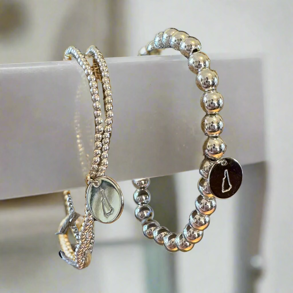 6mm (silver) - NH State Hematite Beaded Bracelet