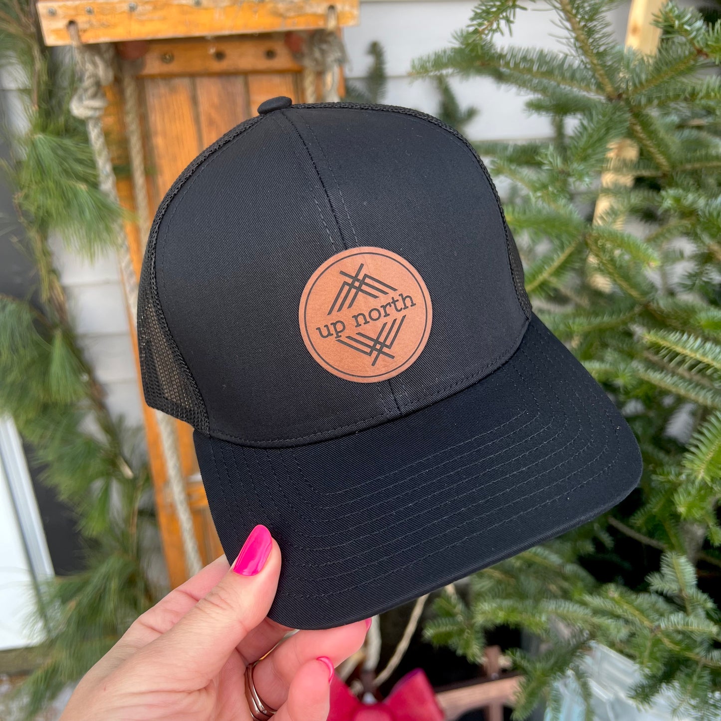 Up North Mesh Back Trucker Hat - Black/black