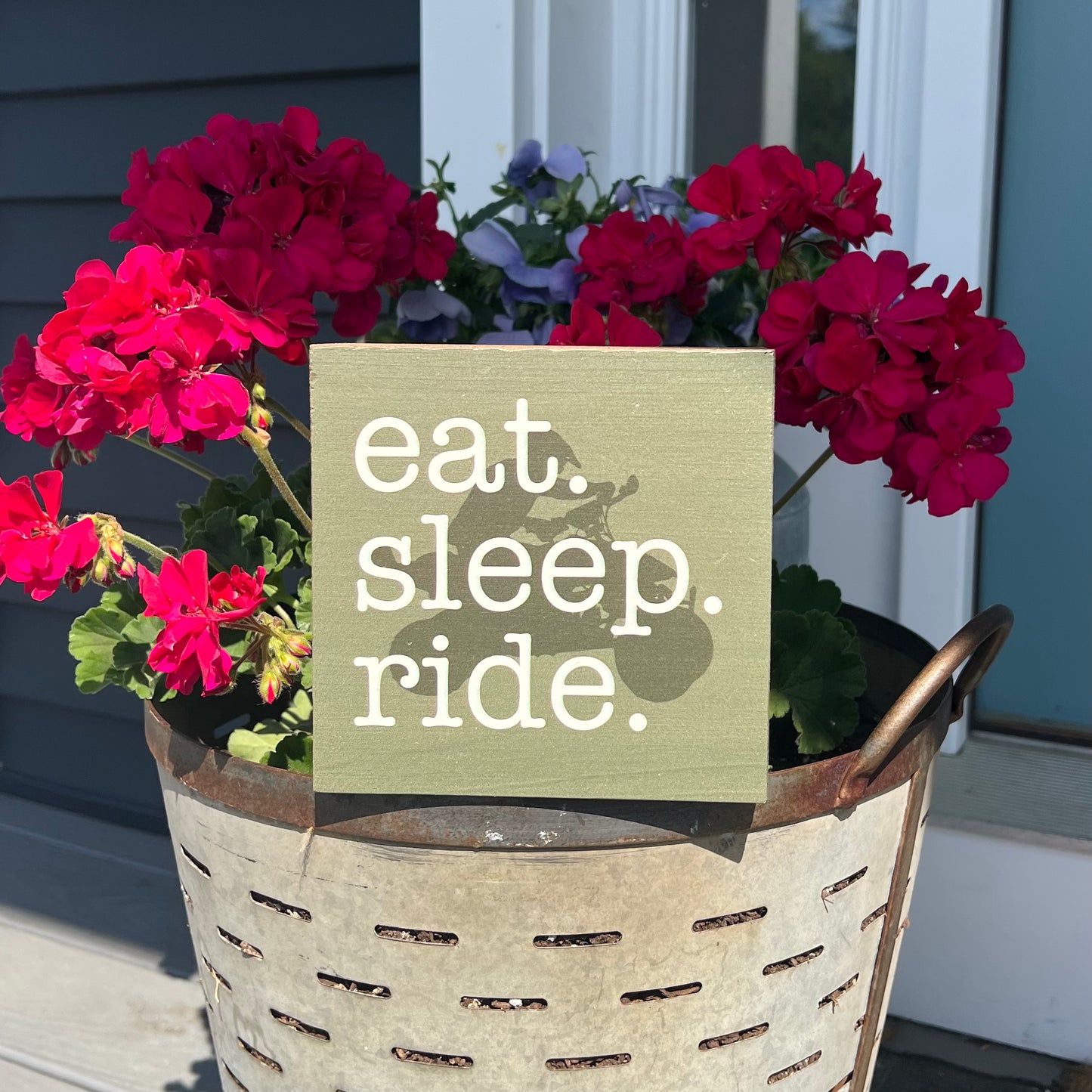 Eat. Sleep. Ride. Square Block Sign