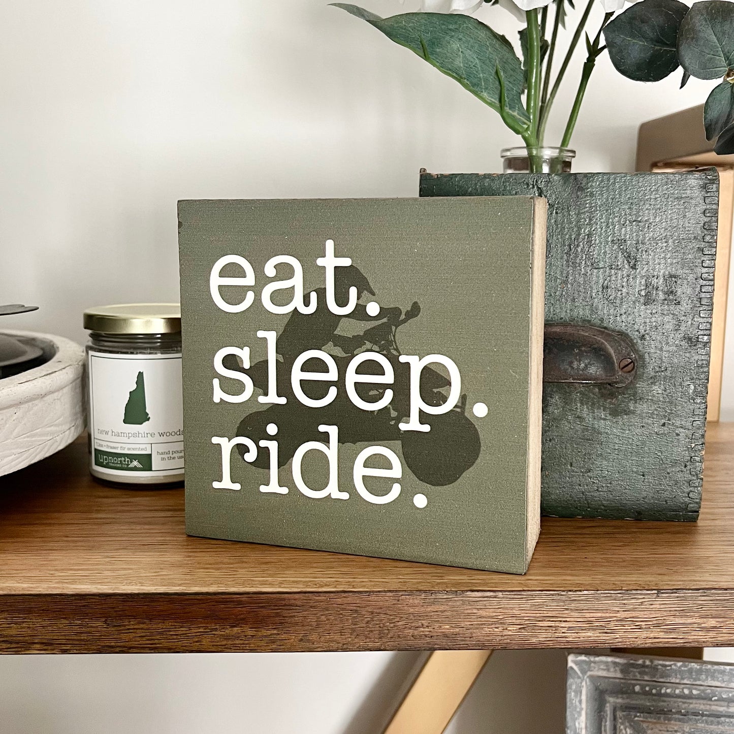 Eat. Sleep. Ride. Square Block Sign