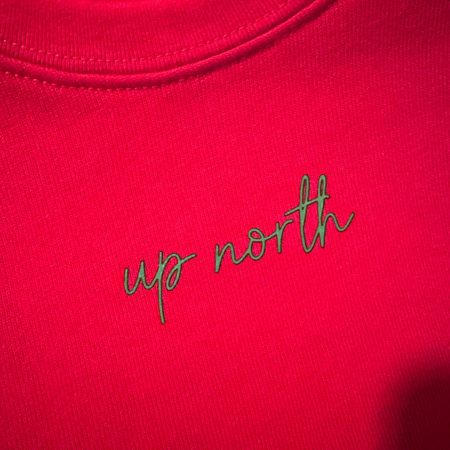 Up North Script - Red Ultra Soft Fleece Crewneck
