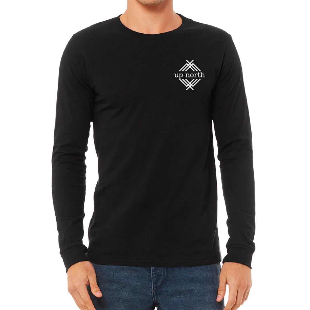 Black LS Tee, NH Flag Treeline & Moose