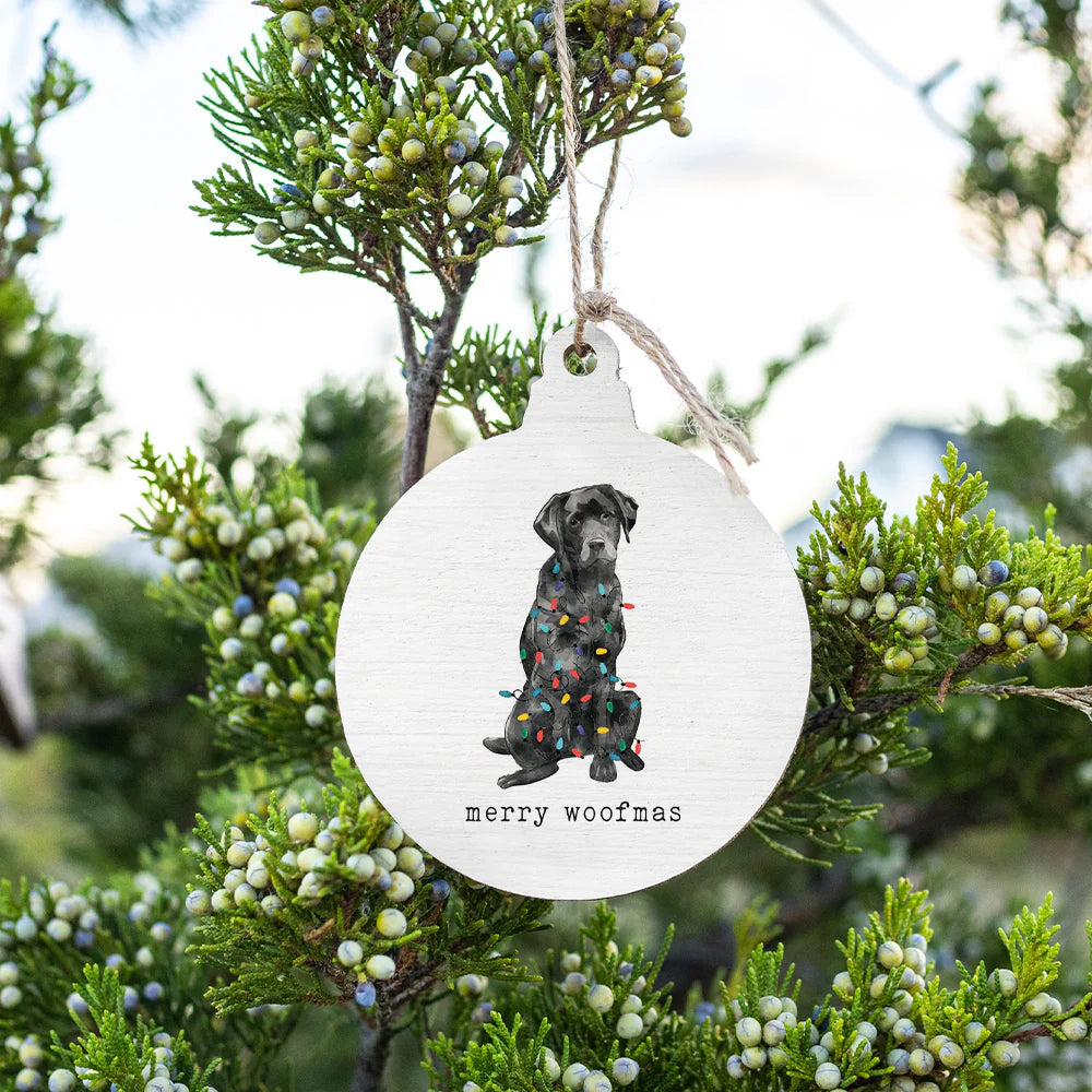 Merry Woofmas Black Lab Ornament