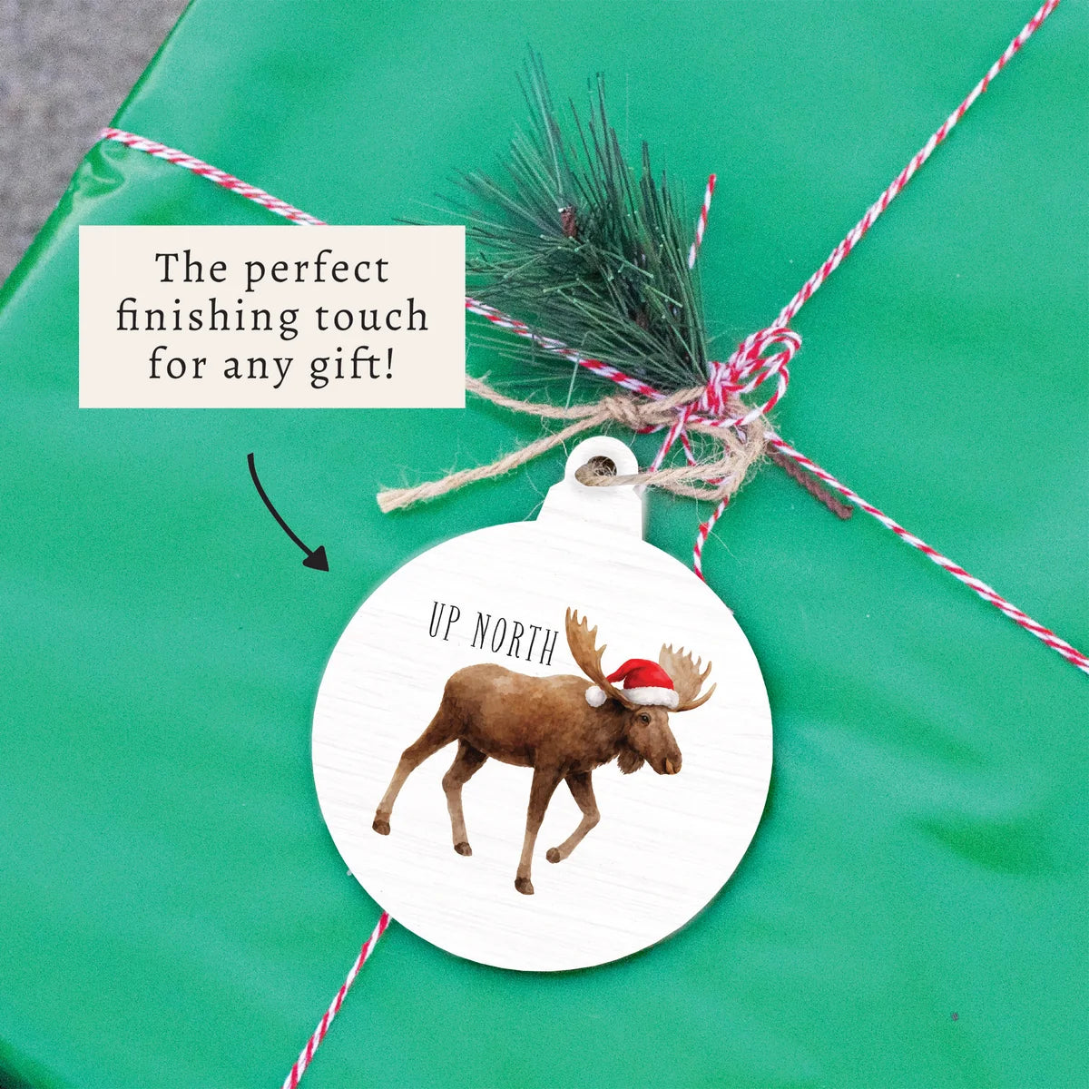 Christmas Moose Wooden Ornament