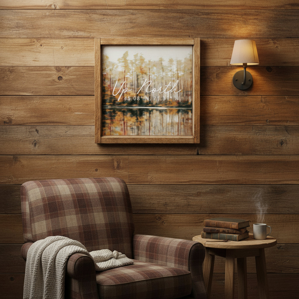 Up North Woods Coordinates - 24" Solid Wood Sign