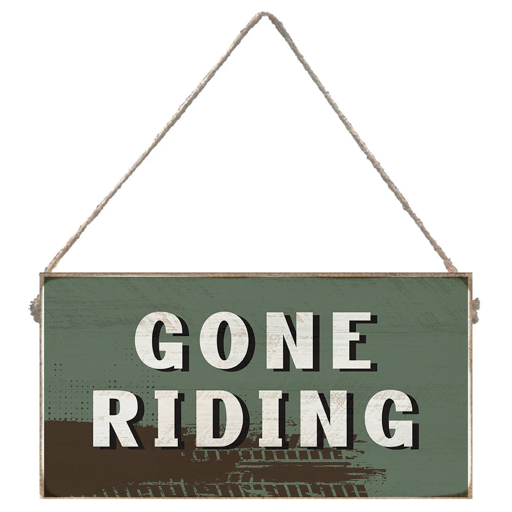 Gone Riding Twine Hanging Sign