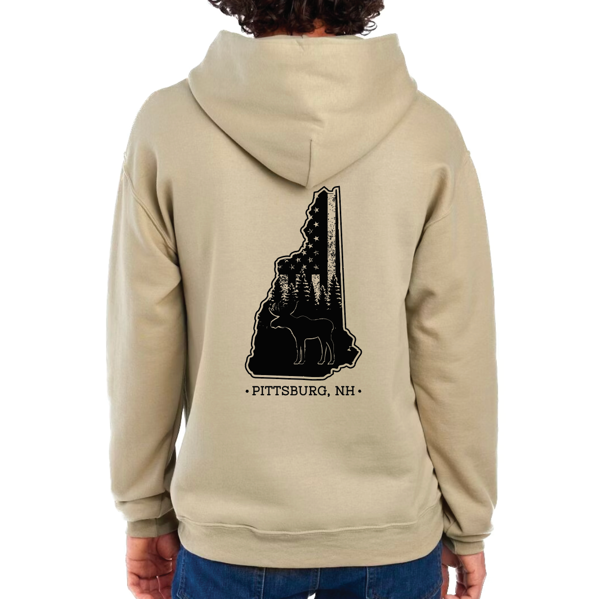 Sand Hoodie, NH Flag Treeline & Moose