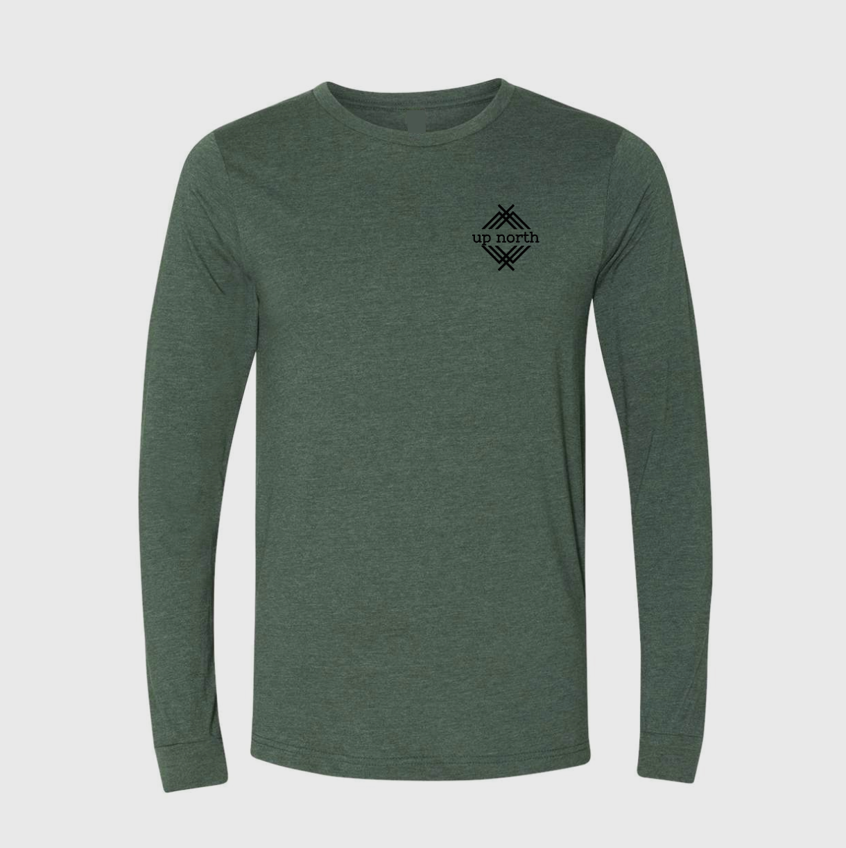 Green Heather LS Tee, NH Flag Treeline & Moose
