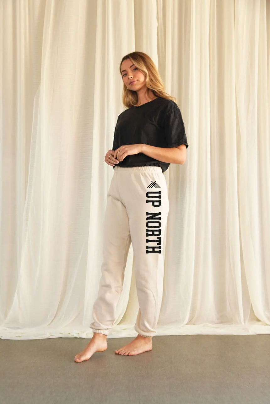 Up North Graphic Sweatpants - Ivory Heather