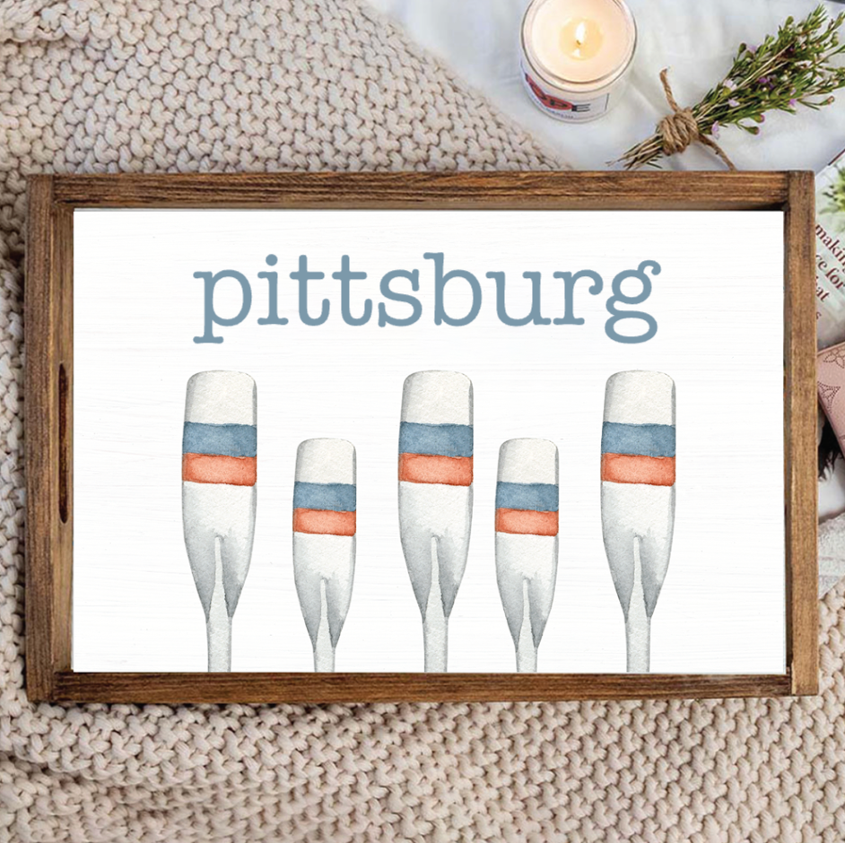 Pittsburg Oars Wooden Serving Tray
