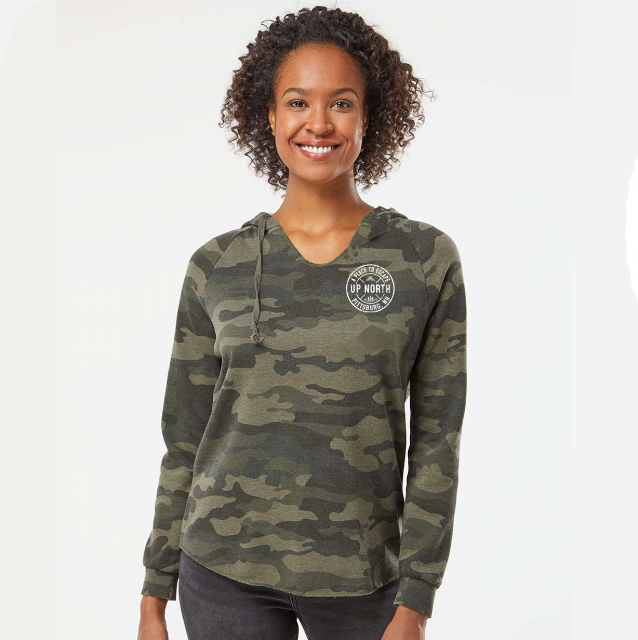 Circle Logo Ladies V Hoodie Camo