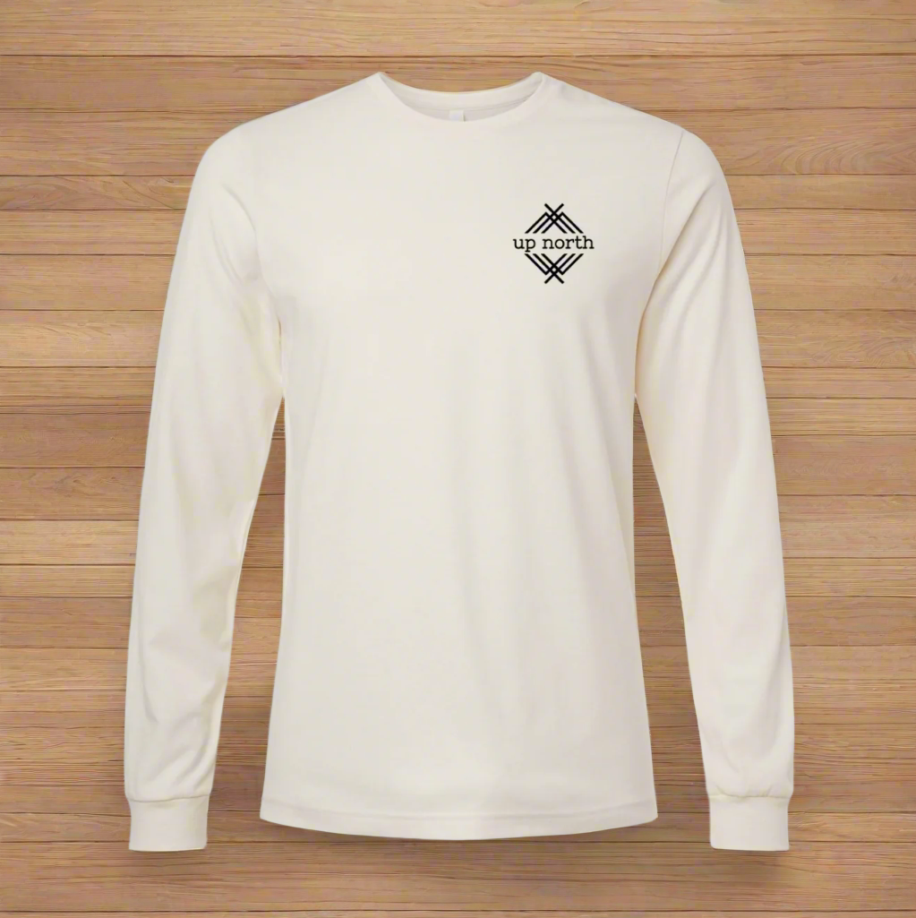 Cream LS Tee, NH Flag Treeline & Moose