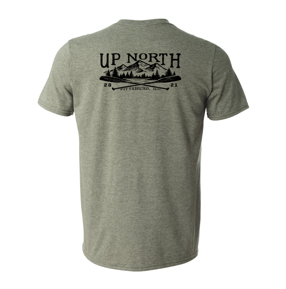 Up North Crossed Oars Tee - Military Green Htr