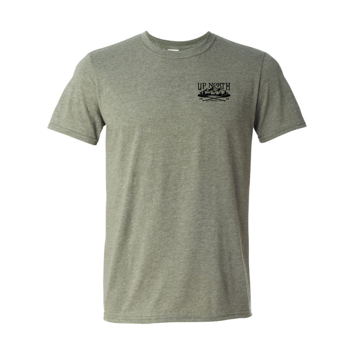 Up North Crossed Oars Tee - Military Green Htr