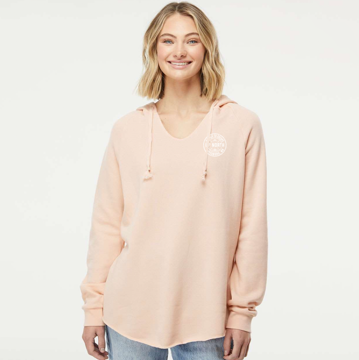 Circle Logo Ladies V-Hoodie - Blush