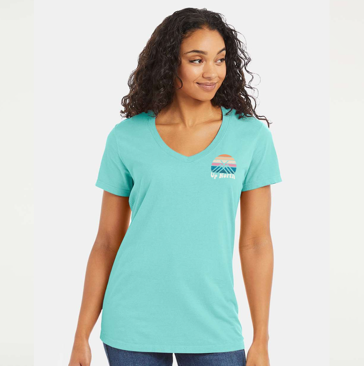 Sunrise Logo Ladies V-Neck Tee - Teal
