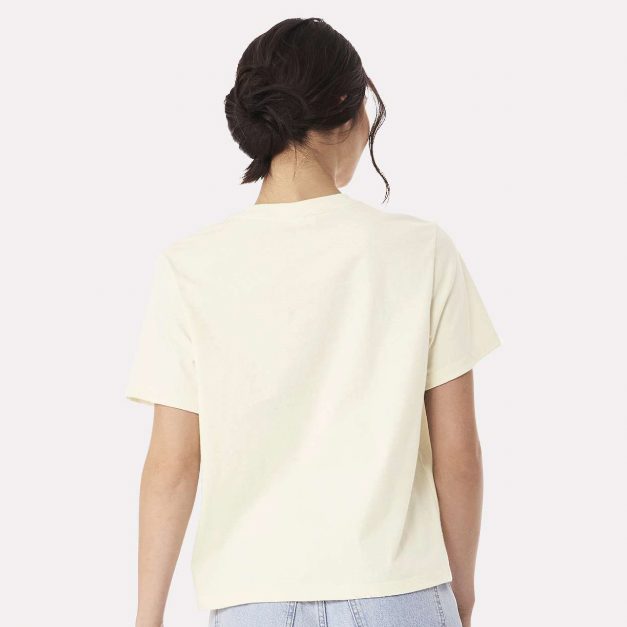 Ladies - Beige Logo Boxy Tee - Cream