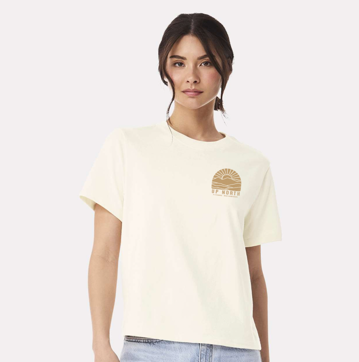 Ladies - Beige Logo Boxy Tee - Cream