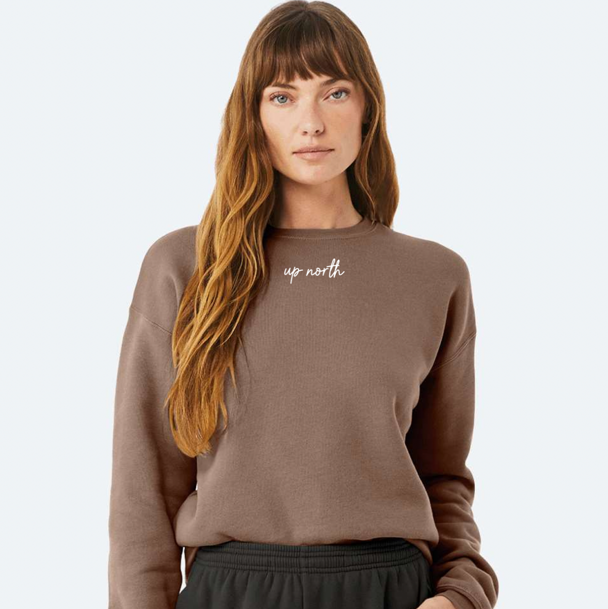 Up North Script - Ultra Soft Fleece Crewneck - Coffee Brown