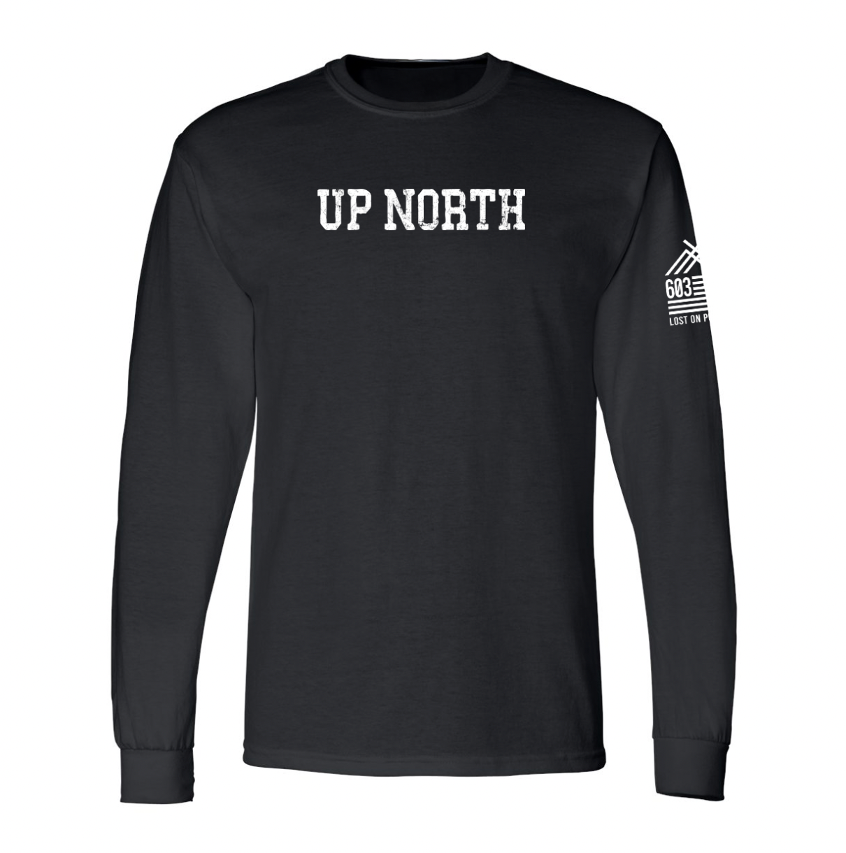 Up North & Sleeve Flag - Black LS Tee