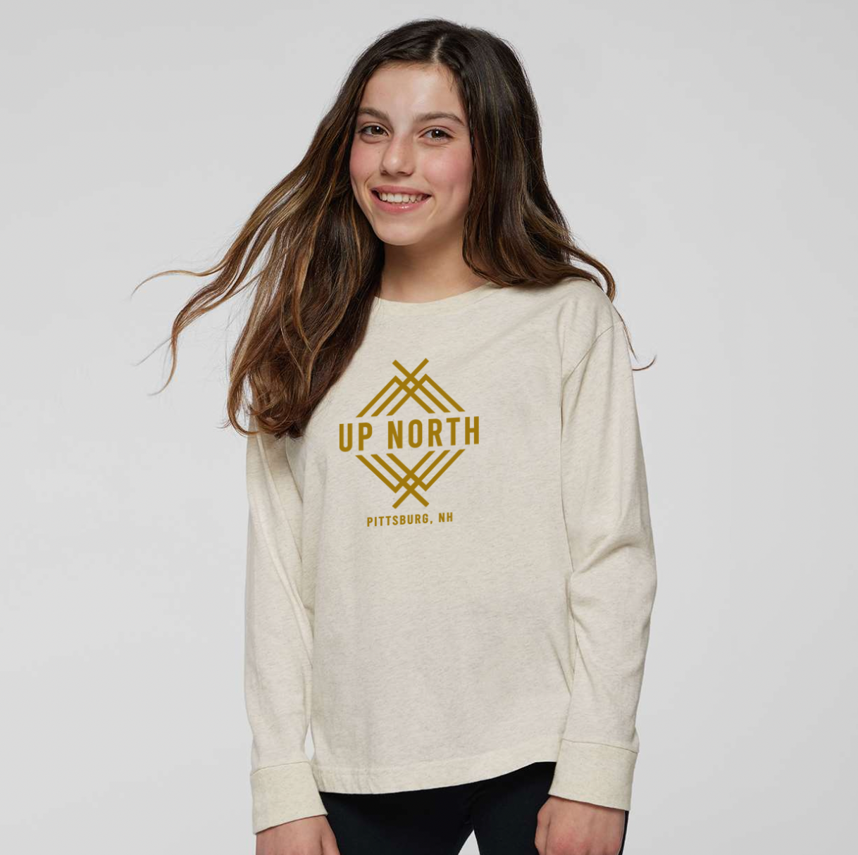 Youth Long Sleeved  Logo Tee - Ivory Heather
