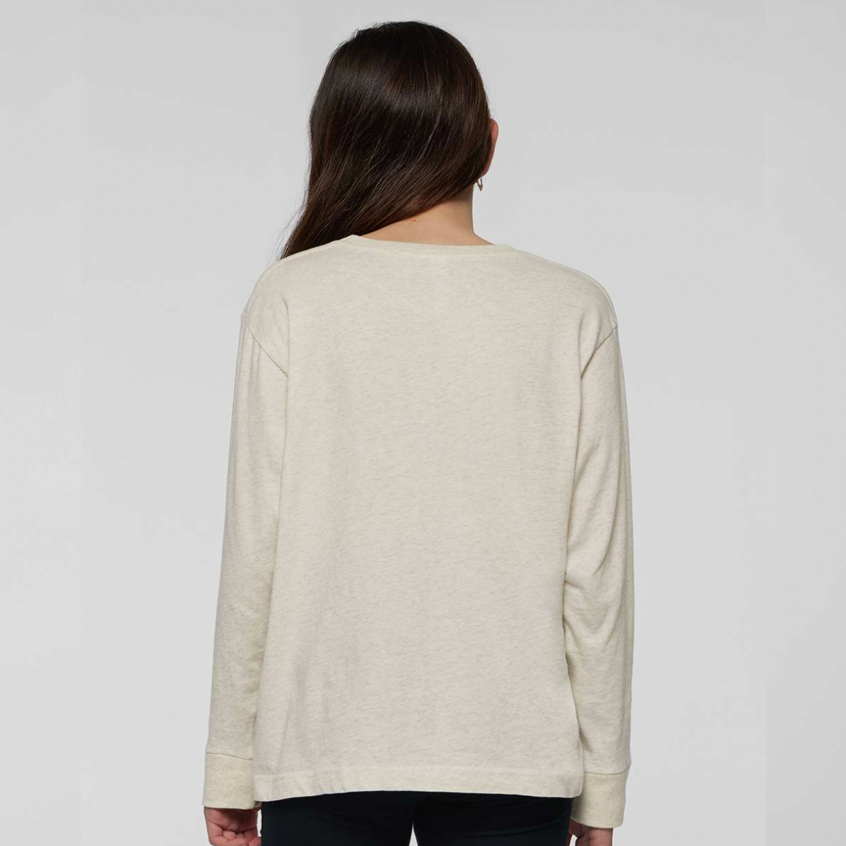 Youth Long Sleeved  Logo Tee - Ivory Heather