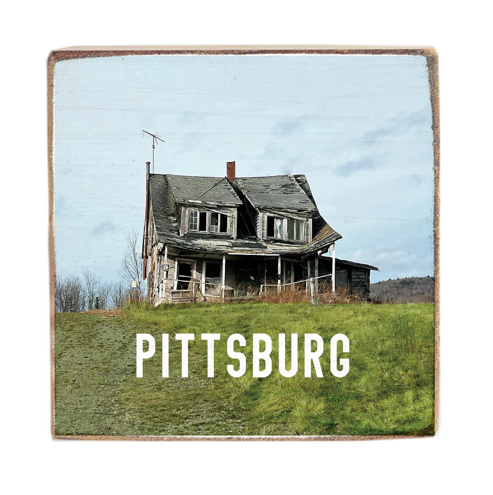 Spooky House - Square Wood Block Sign