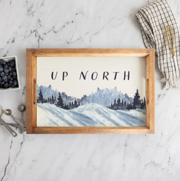 Up North Snow Mtns Wooden Serving Tray