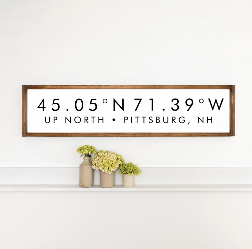 Up North & Coordinates Framed Solid Wood Sign