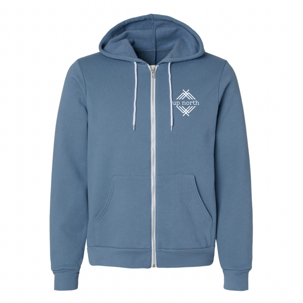 Unisex Full Zip Hoodie - NH Flag Treeline & Moose