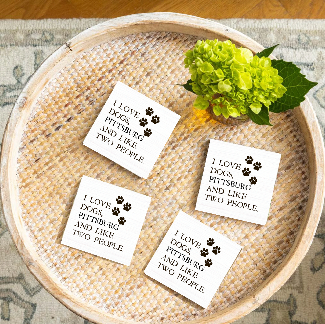 I Love Dogs & Pittsburg Wood Coaster