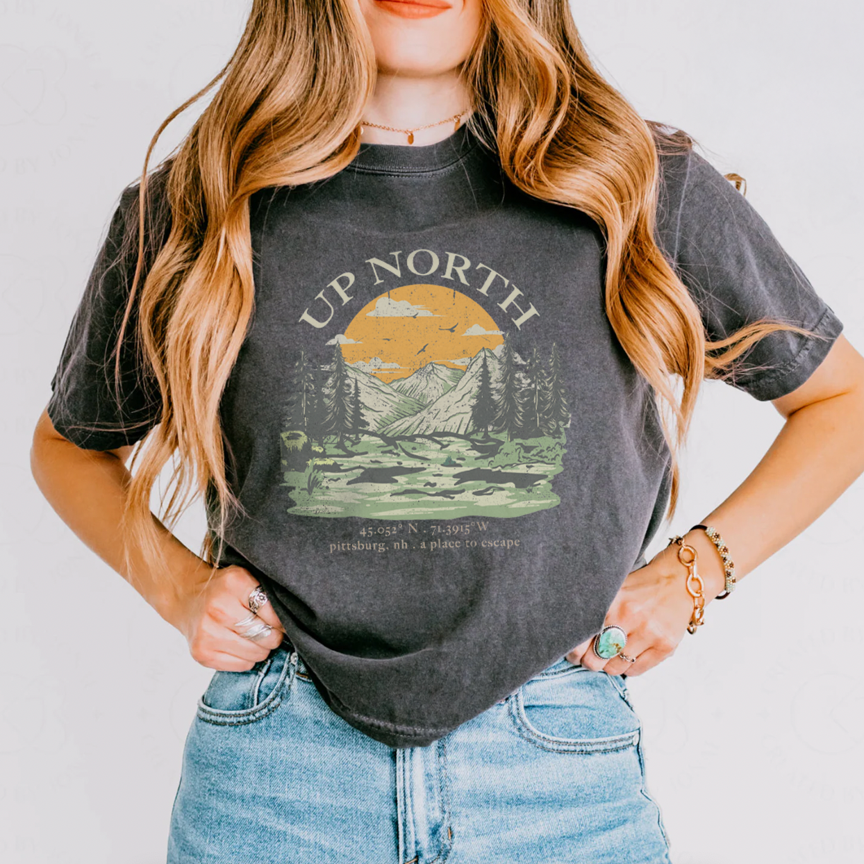 Up North Vintage Landscape Tee - Washed Grey
