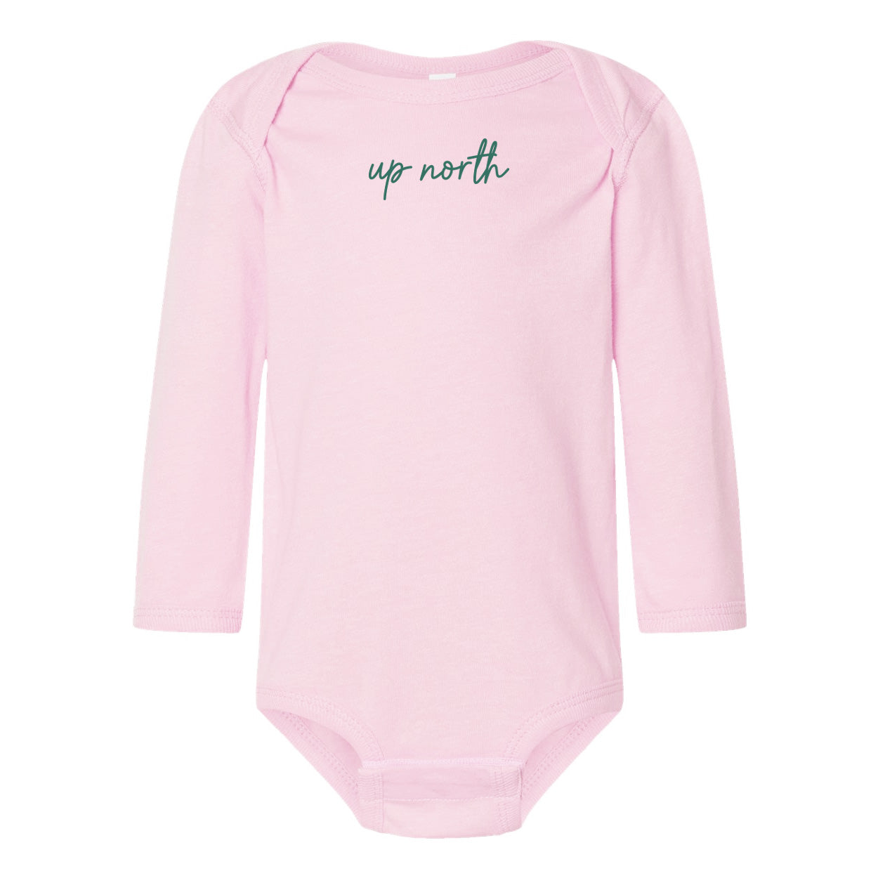 Up North Script - Blush Long Sleeve Baby Onesie