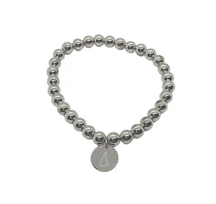 6mm (silver) - NH State Hematite Beaded Bracelet