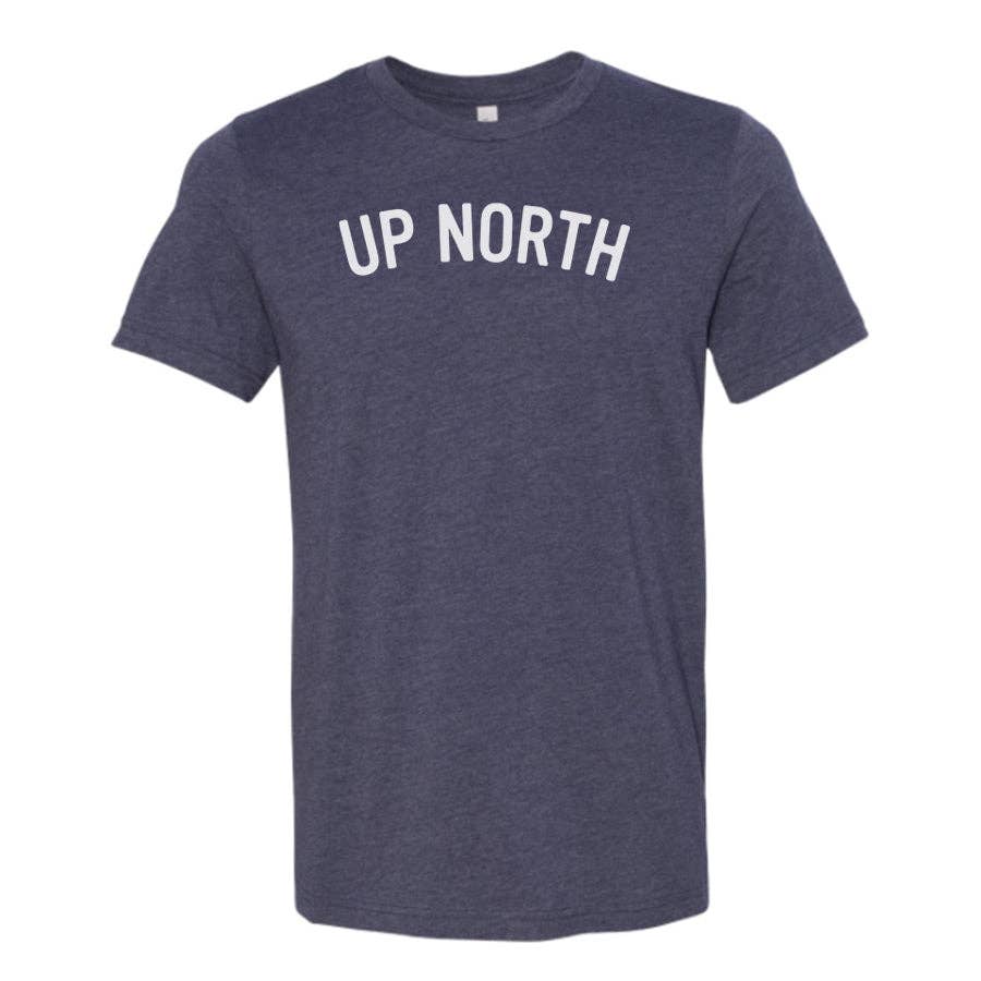 Up North Definition Unisex Crewneck Tee. Heather Navy.