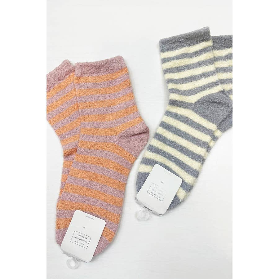 Stripe Plush Assorted Colors Cozy Socks