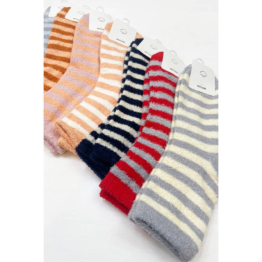 Stripe Plush Assorted Colors Cozy Socks